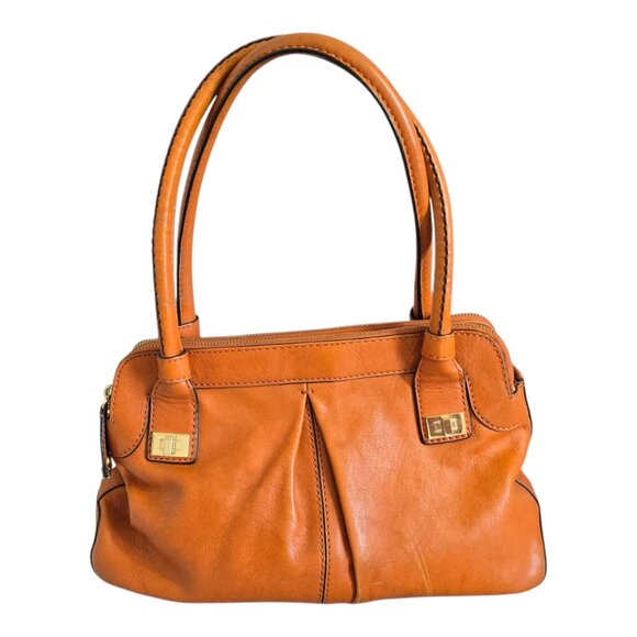 Antonio Melani Genuine Leather Handbag Purse Honey Brown Double Handle 14" x 10" - Picture 5 of 14